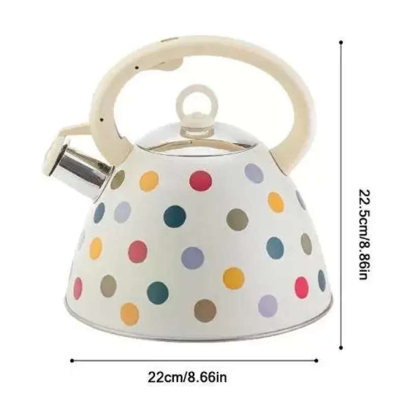 La Théière de Lulu Bouilloire Sifflante | Bouilloire Vintage^Bouilloire Vintage Blanche à Pois Multicolor