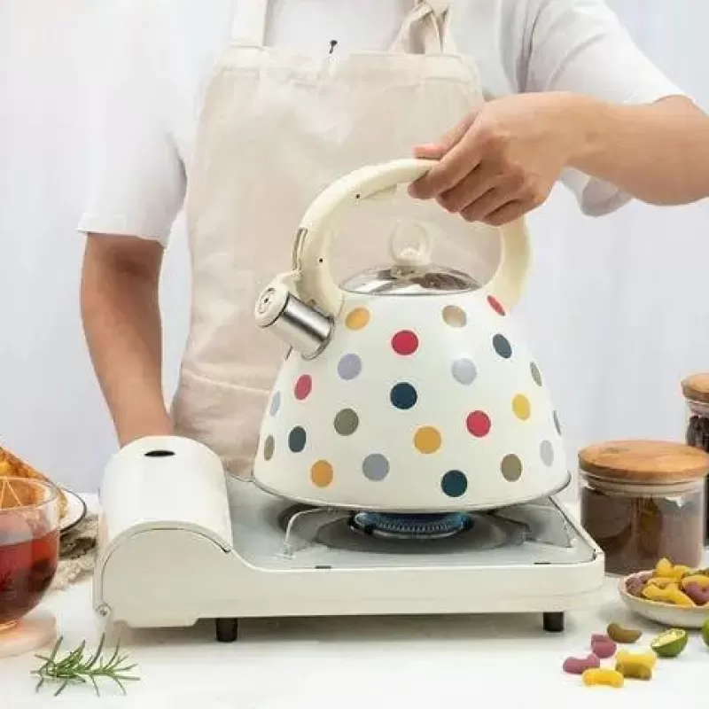La Théière de Lulu Bouilloire Sifflante | Bouilloire Vintage^Bouilloire Vintage Blanche à Pois Multicolor