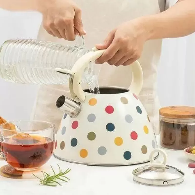 La Théière de Lulu Bouilloire Sifflante | Bouilloire Vintage^Bouilloire Vintage Blanche à Pois Multicolor