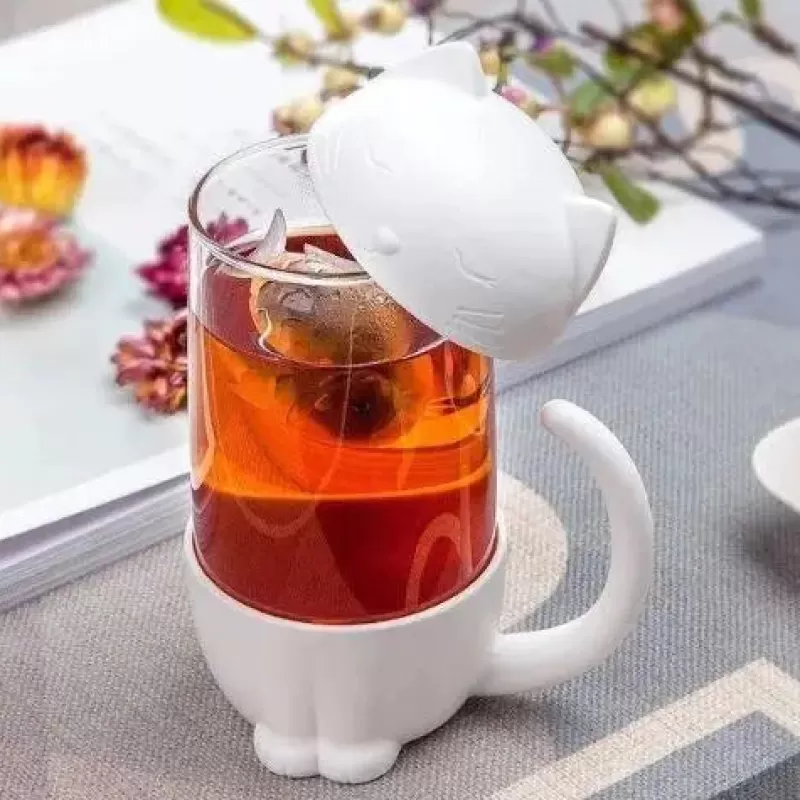 La Théière de Lulu Tasse À Thé Avec Infuseur^Tasse à Thé Infuseur Chat Blanc