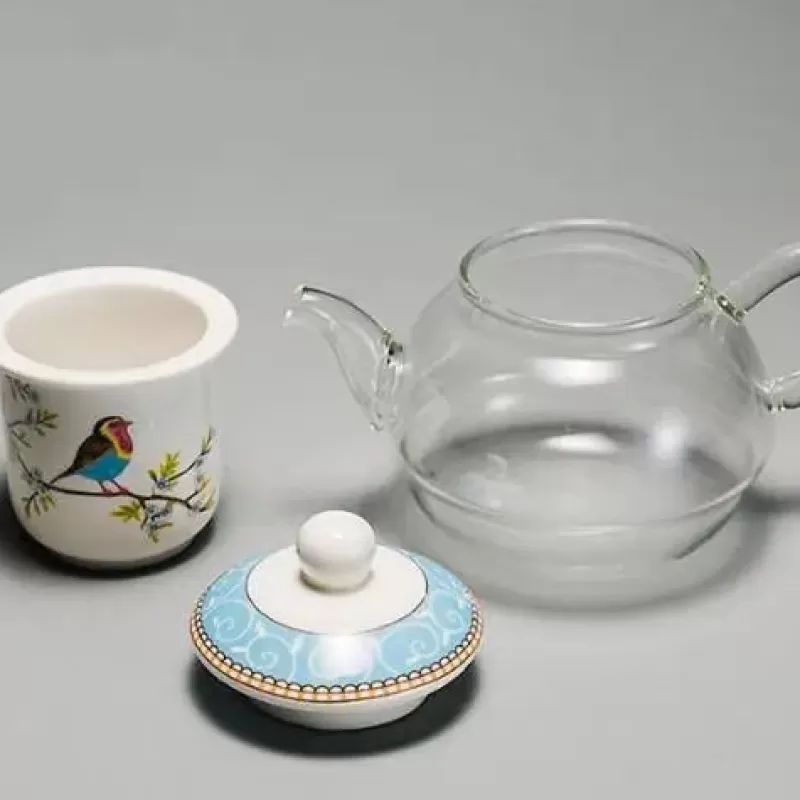 La Théière de Lulu Théière Elephant | Théière Induction^Théière Vintage en Verre avec Motif d'Oiseaux