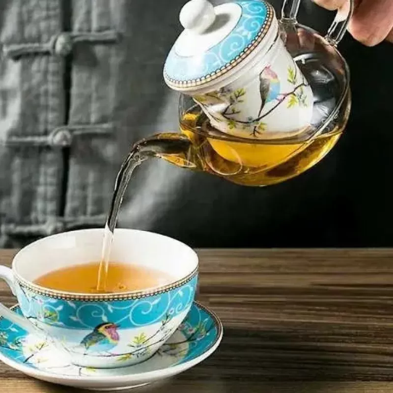 La Théière de Lulu Théière Elephant | Théière Induction^Théière Vintage en Verre avec Motif d'Oiseaux